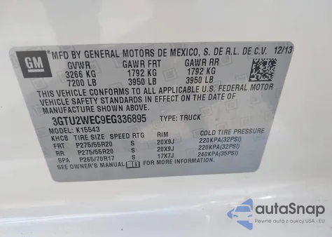 2014 GMC Sierra 1500 Denali from USA, damaged, VIN 3GTU2WEC9EG336895